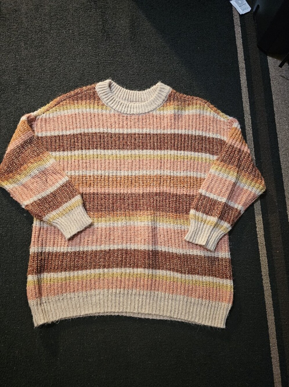 SO Multicolor Striped Knit Sweater L